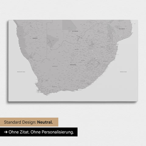 Neutral and simple standard version of a South Africa map as a Push Pin Map in Coolgray (light gray)