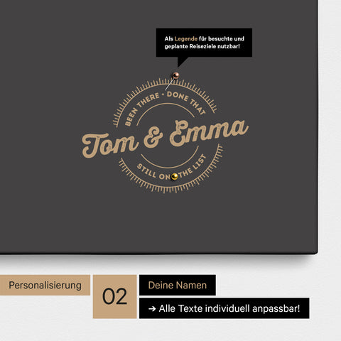 South Africa map as a Push Pin Map in dark gray with a round logo for personalization