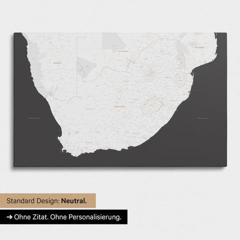 Neutral and simple standard version of a South Africa map as a Push Pin Map in dark gray