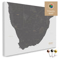 South Africa map in Light Gray color as a Push Pin Map, with pins to mark travel destinations, high-quality made in Germany.
