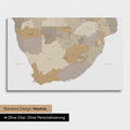 Neutral and simple standard version of a South Africa map as a Push Pin Map in multicolor beige