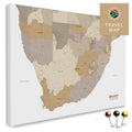 South Africa map in multicolor beige as a Push Pin Map, with pins for marking travel destinations, high-quality made in Germany.