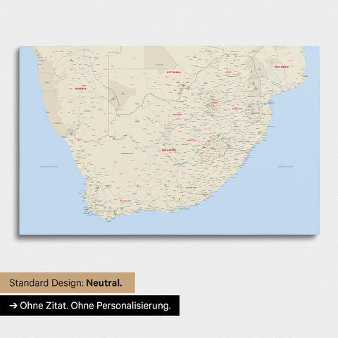 Neutral and simple standard version of a South Africa map as a Push Pin Map in Multicolor Classic