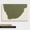 Neutral and simple standard version of a South Africa map as a Push Pin Map in Olive Green