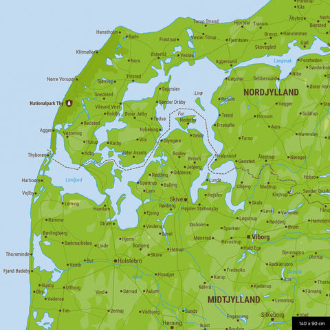 Topografische Dänemark-Karte TRAVEL® Pinn-Leinwand – Multicolor Topo