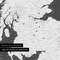 Detail einer England-Karte als Pinn-Leinand in Farbe Dunkelgrau mit Kartenausschnitt von Schottland