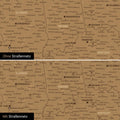 USA Amerika Karte Pinn-Leinwand in Bronze optional mit dem Straßennetz der größten Highways und Interstates