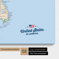 Pinnwand Leinwand einer USA Amerika Karte in Mulitcolor Classic mit eingedrucktem Logo „United States"