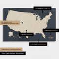Vielfältige Konfigurationsmöglichkeiten einer USA Amerika Landkarte in Hale Navy (Dunkelblau)