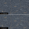 USA Amerika Karte Pinn-Leinwand in Navy Light optional mit dem Straßennetz der größten Highways und Interstates