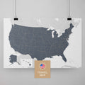 USA Amerika Landkarte in Denim Blue mit sehr hohem Detailgrad als Poster kaufen