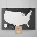 USA Amerika Landkarte in Dark Gray mit sehr hohem Detailgrad als Poster kaufen