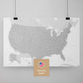 USA Amerika Landkarte in Coolgray mit sehr hohem Detailgrad als Poster kaufen