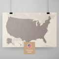 USA Amerika Landkarte in Warmgray mit sehr hohem Detailgrad als Poster kaufen