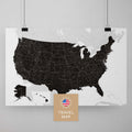 USA Amerika Landkarte in Light Black mit sehr hohem Detailgrad als Poster kaufen