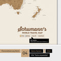 World map ANTARCTICA as a bronze magnetic board with personalization as a logo with family name and legend