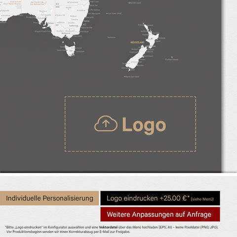 World Map ANTARCTICA® Magnet Board – Dark Gray