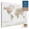 Magnetische Weltkarte ANTARCTICA mit Antarktis als massives Magnetboard in der Farbe Multicolor Beige, in einem modernen, minimalistischem Design zum Pinnen und Markieren von Reisezielen mit Magneten