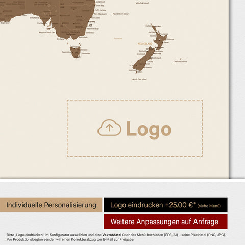 World Map ANTARCTICA® Magnet Board – Multicolor Brown