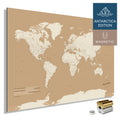 Magnetische Weltkarte ANTARCTICA mit Antarktis als massives Magnetboard in der Farbe Treasure Gold, in einem modernen, minimalistischem Design zum Pinnen und Markieren von Reisezielen mit Magneten