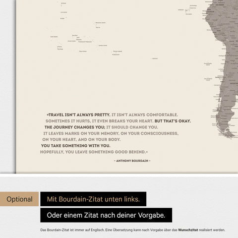 Weltkarte ANTARCTICA® Magnetboard – Warmgray