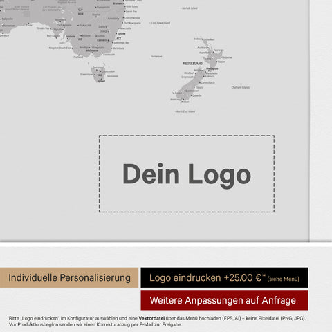 World Map ANTARCTICA® Push Pin Canvas (Pinboard) – Coolgray