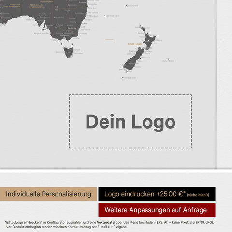 Weltkarte ANTARCTICA® Pinn-Leinwand – Light Gray