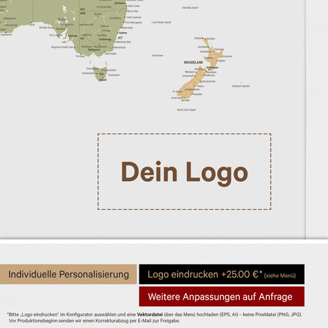 Carte du monde ANTARCTICA® à épingles – Multicolore Sienna