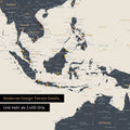 Detail einer Weltkarte in Navy Light zeigt Südost-Asien