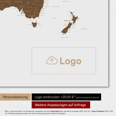 Carte du monde TRAVEL® tableau magnétique – marron