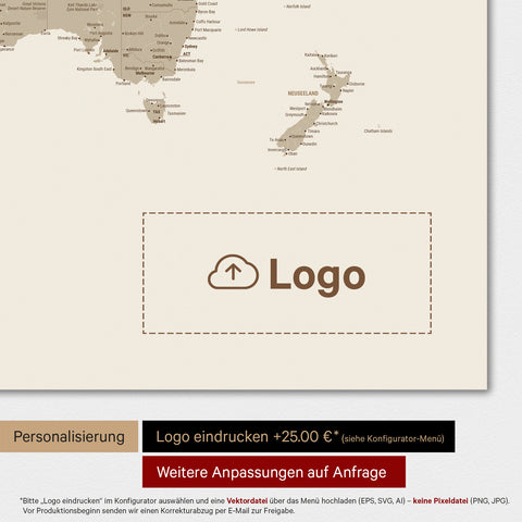 Carte du monde TRAVEL® Tableau magnétique – Sable du désert (Beige)