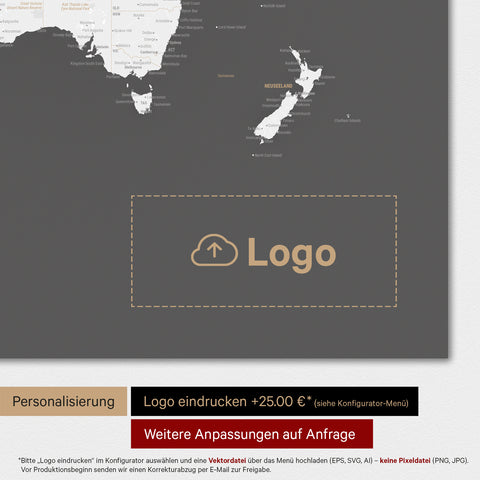 Carte du monde TRAVEL® Tableau magnétique – Gris foncé (Dunkelgrau)