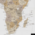 Weltkarte in der Equal-Earth-Projektion, Farbe Multicolor Beige, zeigt einen Ausschnitt von Afrika in seinen korrekten Größenverhältnissen und Proportionen