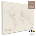 World map FINELINE as a pinboard canvas in Desert Sand with a delicate, minimalist outline design for marking and planning trips