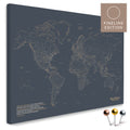 World map FINELINE as a pinboard canvas in Hale Navy with a delicate, minimalist outline design for marking and planning trips