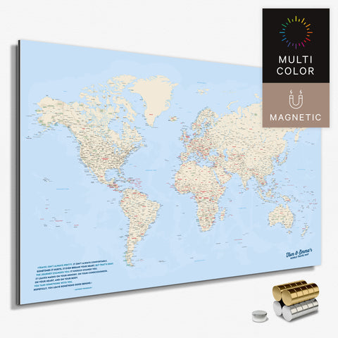 Magnetische Weltkarte in Multicolor Classic als Magnetboard zum Pinnen und Markieren von Reisezielen kaufen