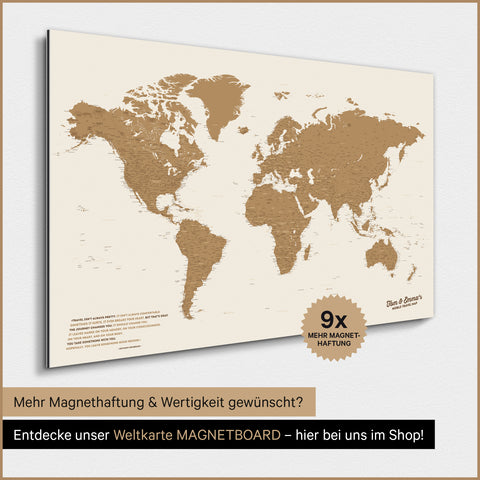 Magnetic World Map TRAVEL® Poster – Bronze