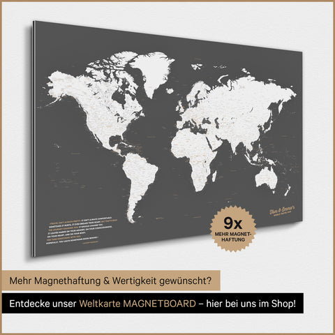 Magnetic World Map TRAVEL® Poster – Dark Gray