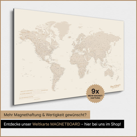 Magnetic World Map TRAVEL® Poster – Gold