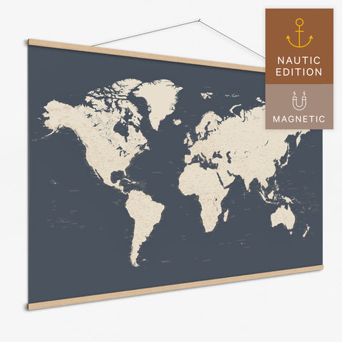 Weltkarte TRAVEL® Magnetposter – Hale Navy | 100 x 70 cm | neutral