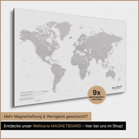 Magnetic World Map TRAVEL® Poster – Coolgray