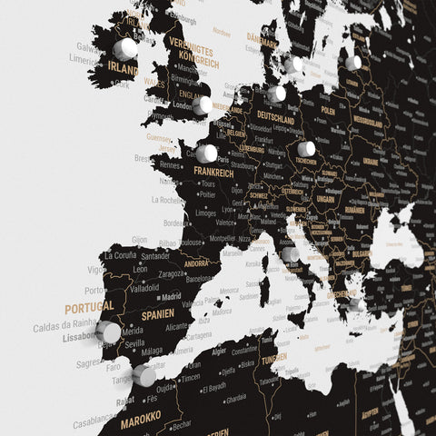 Magnetic World Map TRAVEL® Poster – Light Black