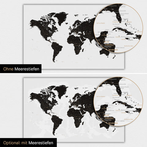 Magnetic World Map TRAVEL® Poster – Light Black