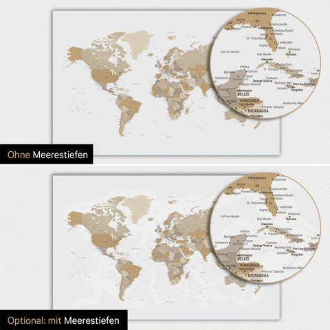 Magnetic TRAVEL® World Map Poster – Multicolor Beige