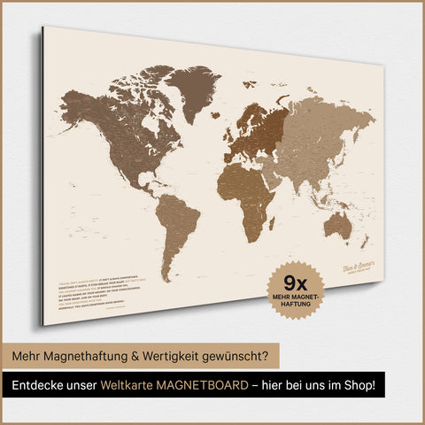 Magnetic World Map TRAVEL® Poster – Multicolor Brown