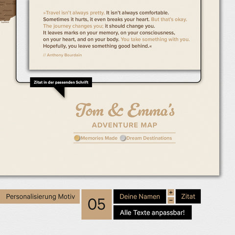 Carte du monde TRAVEL® Poster magnétique – Multicolore Marron