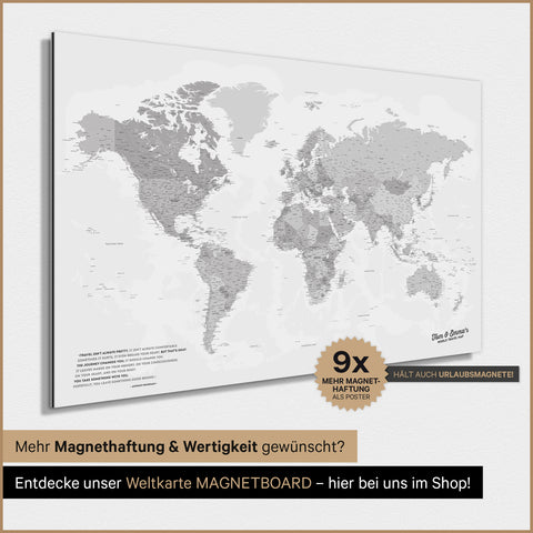 Magnetische Weltkarte TRAVEL® Magnetposter – Multicolor Gray