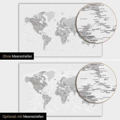 Magnetic TRAVEL® World Map Poster – Multicolor Gray