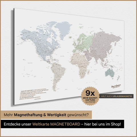 Magnetic TRAVEL® World Map Poster – Multicolor Light