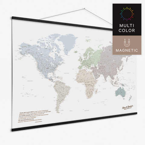 Magentische Weltkarte in Multicolor Light als Magnet-Poster kaufen